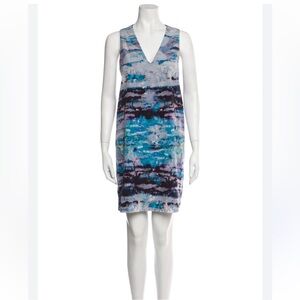 Hunter Bell Vibrant Blue and Black V-Neck Sheath Dress, Women’s‎ XS